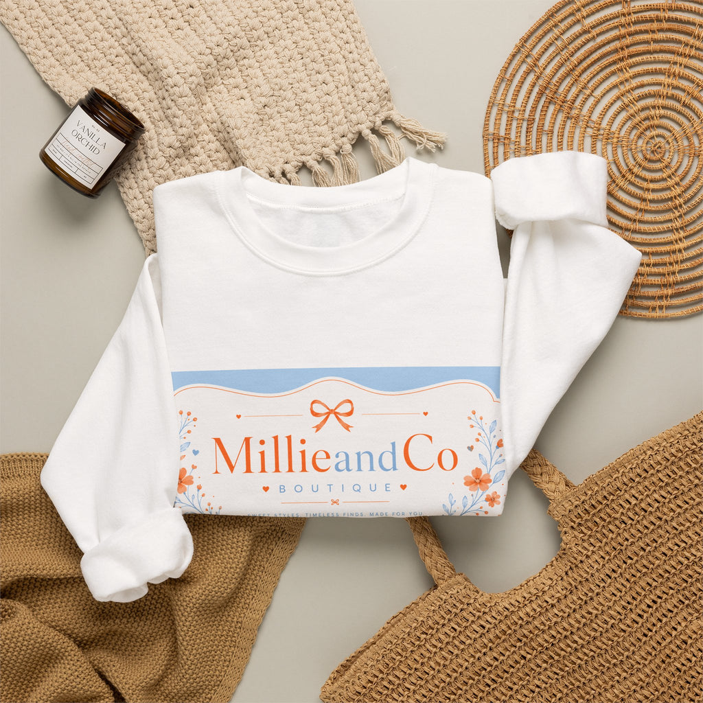 Millie and Co. Floral Logo Crewneck Sweatshirt