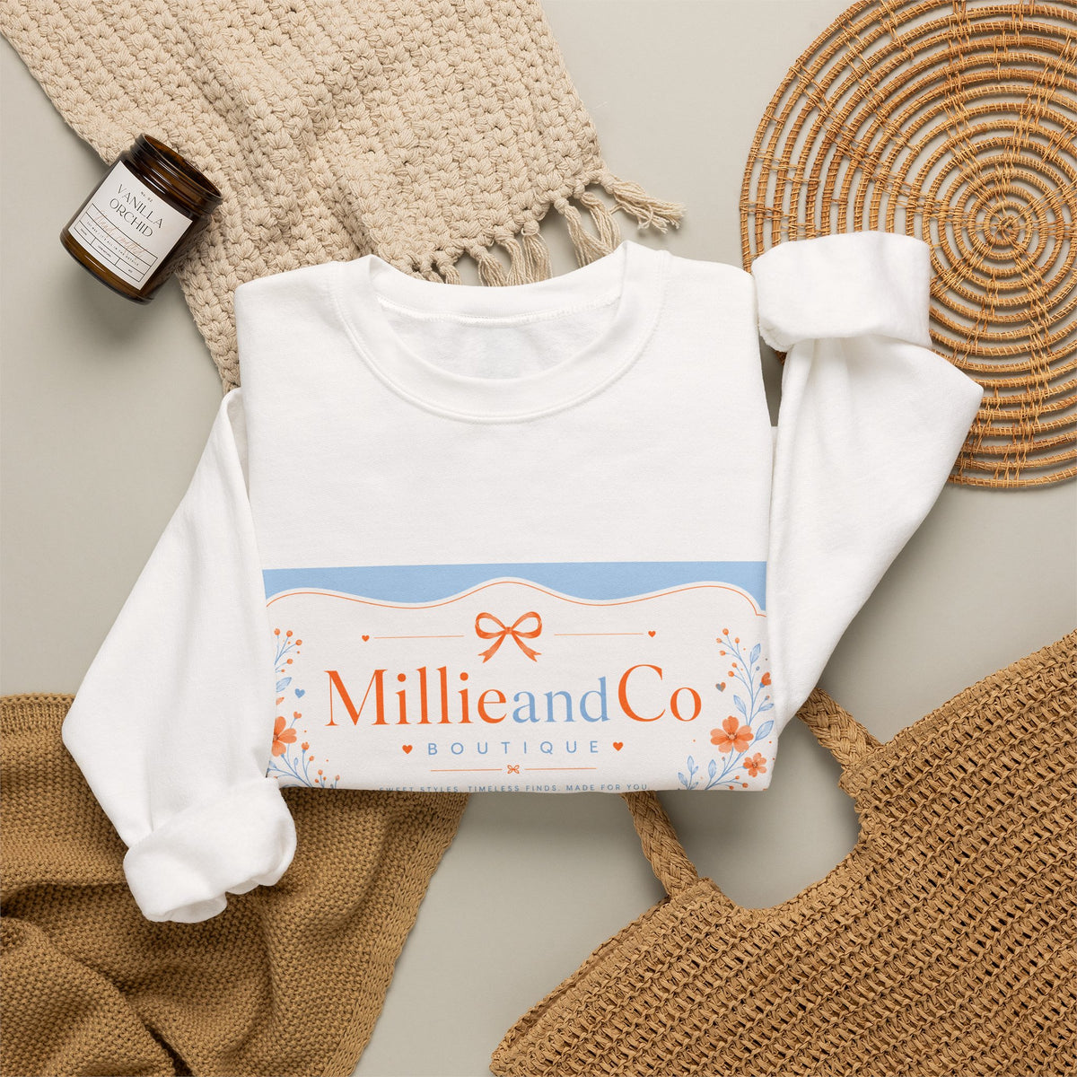 Millie and Co. Floral Logo Crewneck Sweatshirt