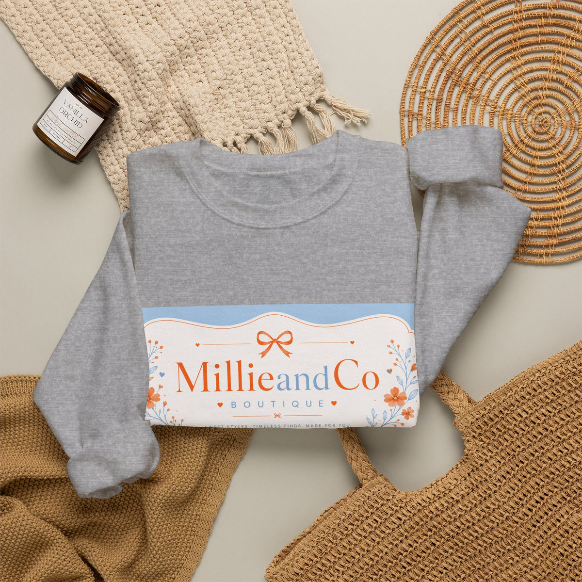 Millie and Co. Floral Logo Crewneck Sweatshirt