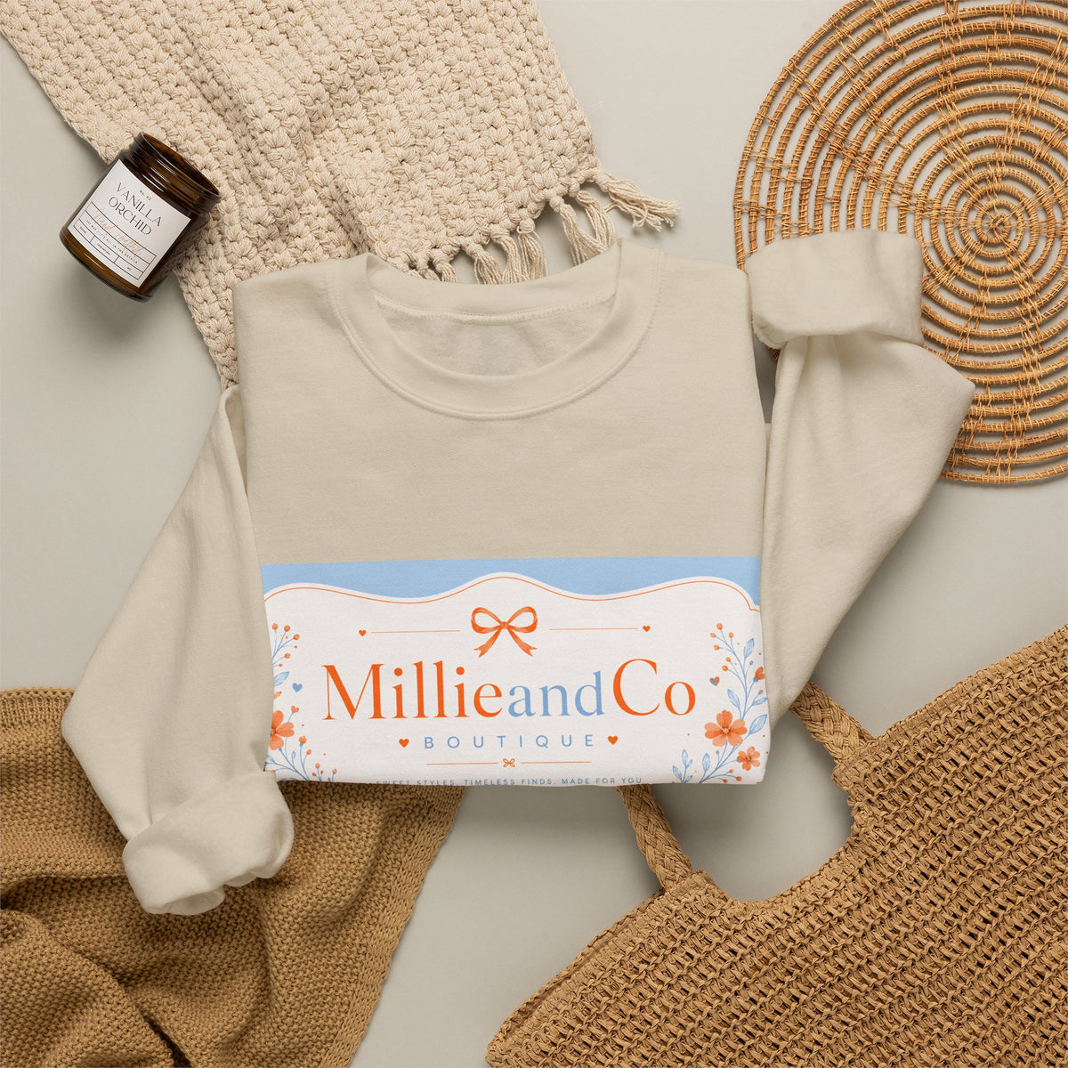 Millie and Co. Floral Logo Crewneck Sweatshirt